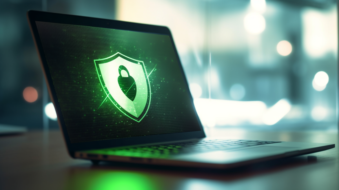 Ordinateur équipé d'un logiciel antivirus qui protège ses données